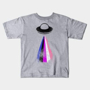 Gaylien Genderfluid Pride UFO Kids T-Shirt